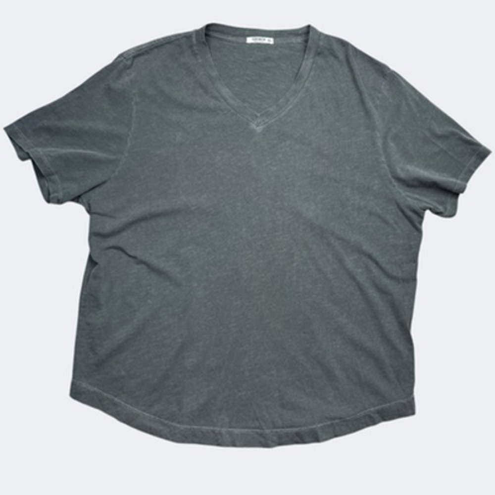 Buck Mason Shirt Mens 2XL Green V Neck Slub Cotton Tee Made In USA BM11002.102